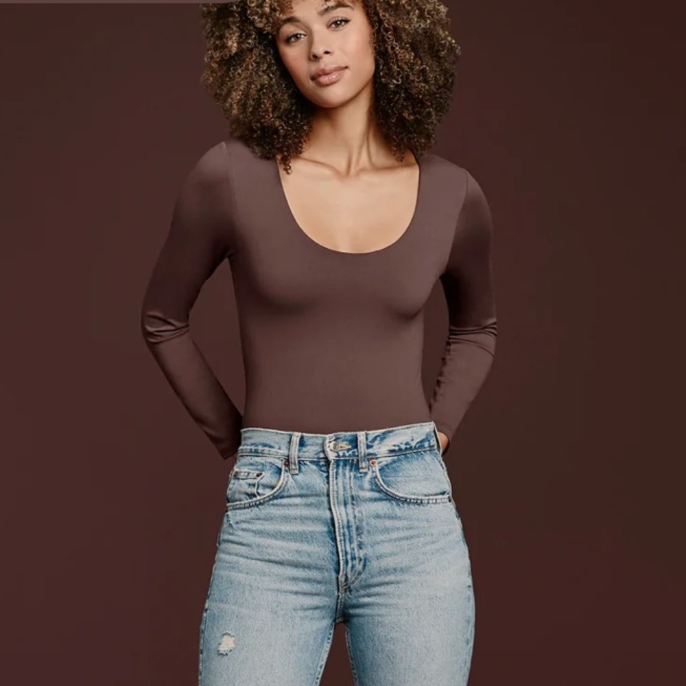 nuuds Women's Long Sleeve Bodysuit (Coffee, M)